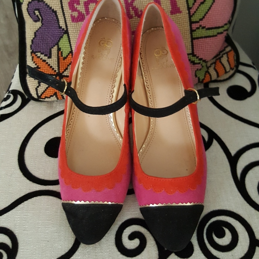 Pink & black kitten heels